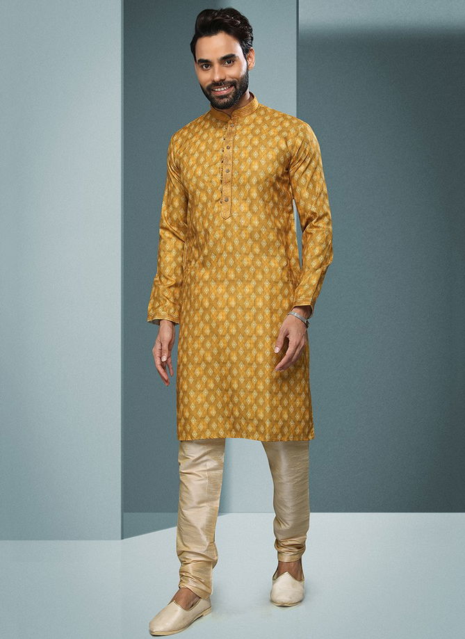 Mustard Colour Vol 27 New Latest Designer Party Wear Cotton Kurta With Pant Collection 1593